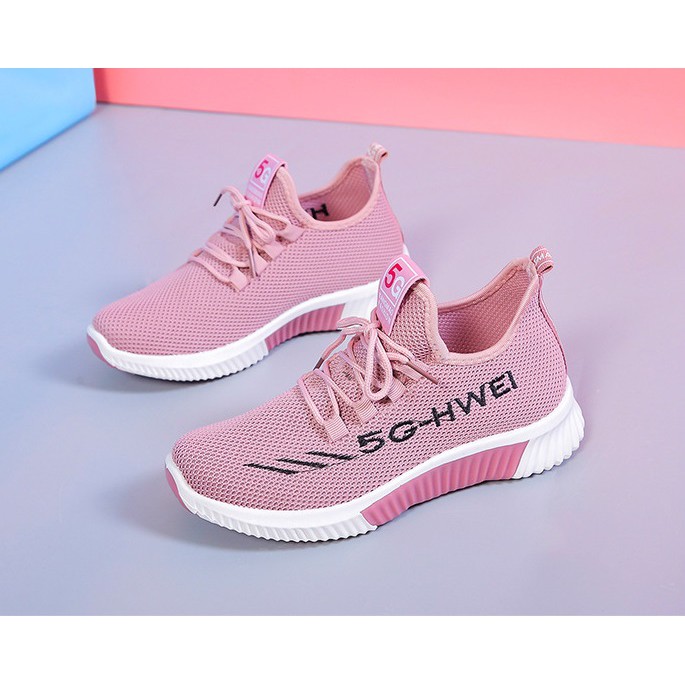 SEPATU WANITA IMPORT SNEAKERS RUNNING WANITA CASUAL SPORT SHOES HWEI 5G Pink