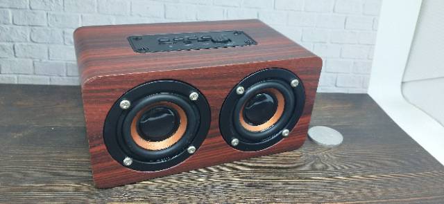 Speaker 10Watt bluetooth kayu mdf jernih bass bulat Double Speaker w8 jnp w5 stereo portable Subwofer Mini