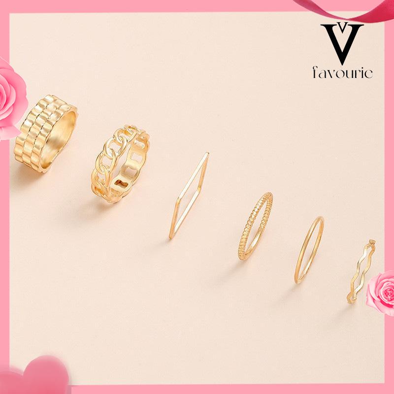 [COD]4pcs / Set Cincin Jari Telunjuk Bentuk Geometris Gaya Retro Untuk Wanita-FA
