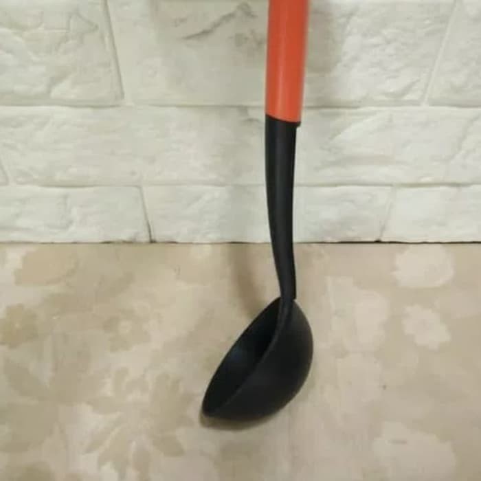 Spatula Supra Satuan CENTONG SAYUR HANDLE ORANGE Grosir Spatula Teflon Sendok Sayur Supra Nylon