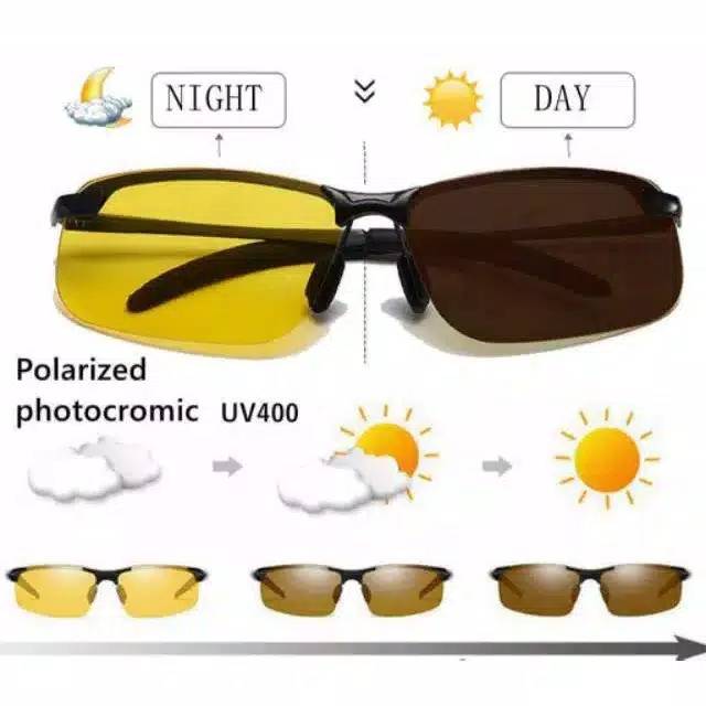 COD Kacamata Anti Silau Siang Dan Malam  Sunglass Fotosensitif UV 400-7