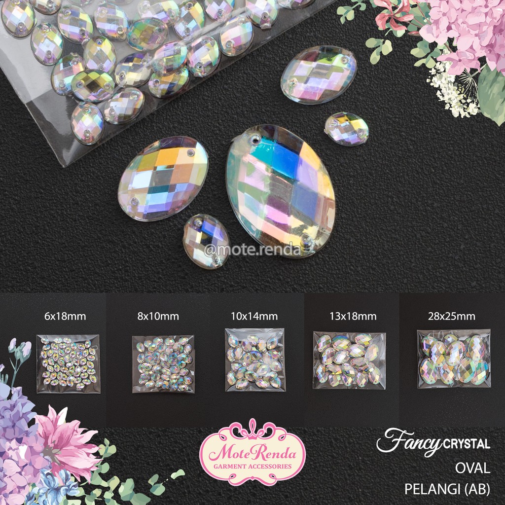 PAYET KRISTAL JAHIT DIAMOND OVAL PELANGI 5 SIZE 3OBA PAYET KRISTAL JAHIT DIAMOND OVAL PELANGI 5 SIZE 3OBA