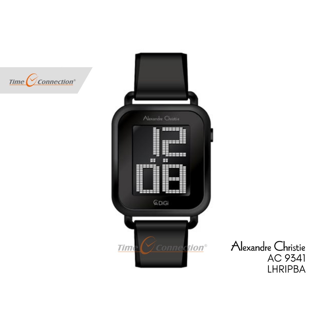 Alexandre Christie AC 9341 LHRIPBA Hitam Original / Jam Tangan Wanita Digital Karet / Rubber Stainle