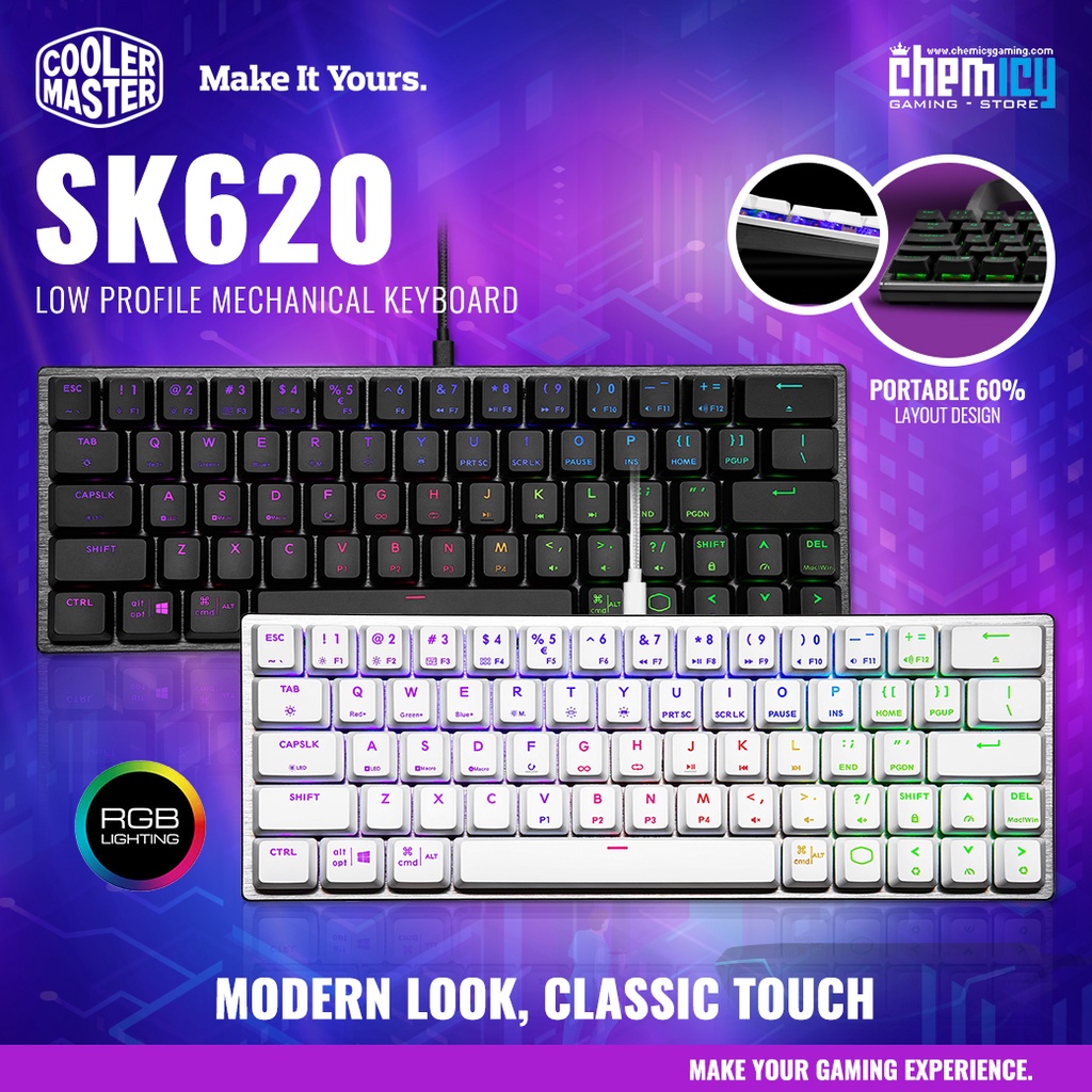 Cooler Master SK620 RGB 60% Low-Profile Mechanical Gaming Keyboard