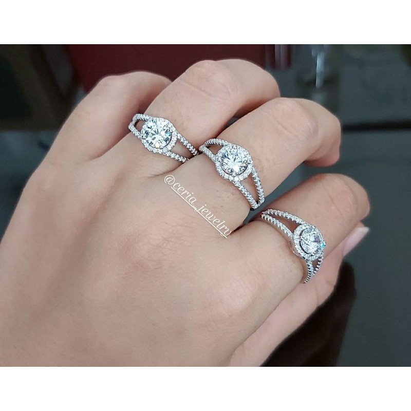 CINCIN PERAK WANITA ASLI SILVER 925 LAPIS EMAS PUTIH MODEL DIAMOND _ CINCIN WANITA PERAK