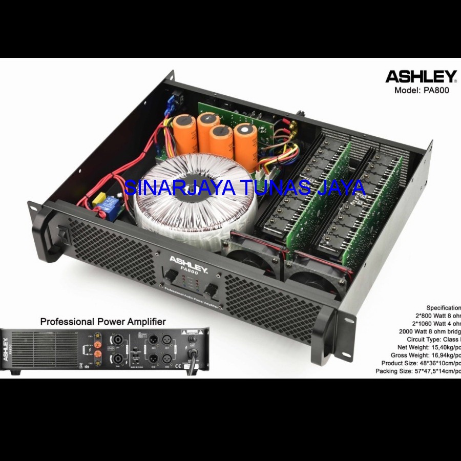 power amplifier ashley pa800 pa 800 4CH original