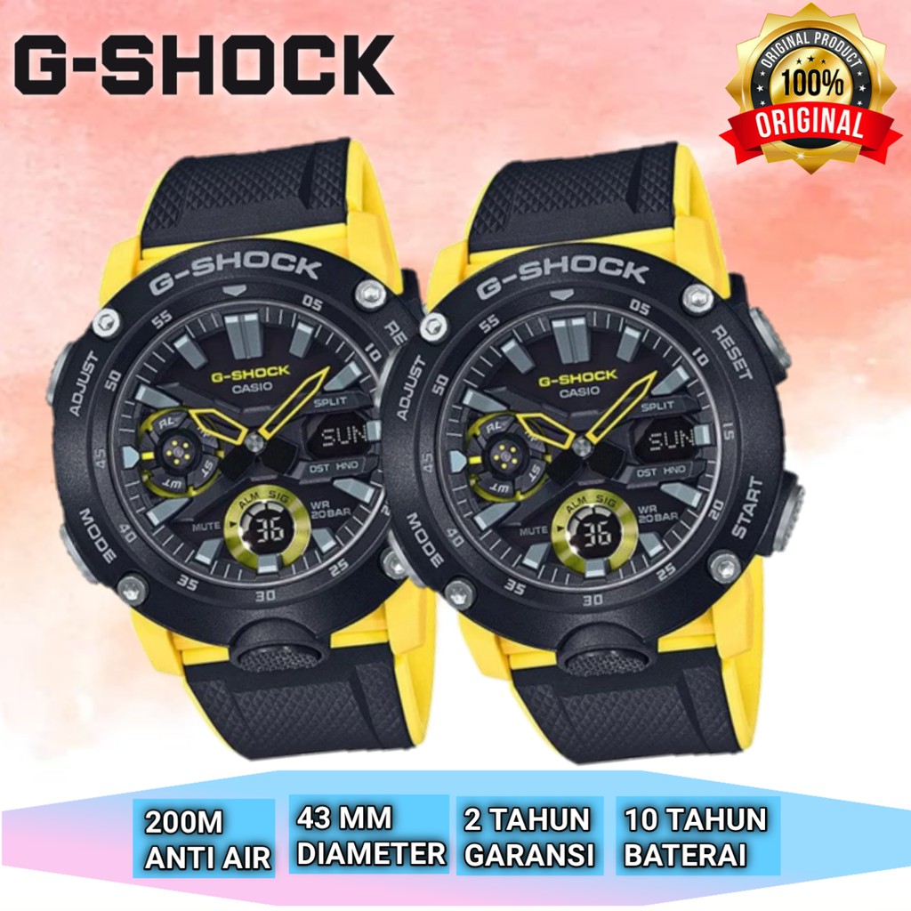 G SHOCK ANALOG KEREN WARNA KUNING JAM TANGAN COWOK ANTI AIR CASIO ORIGINAL JAM TANGAN SPORT PRIA