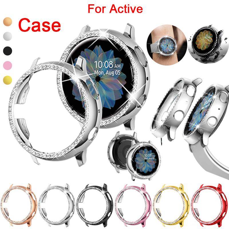 Casing Pelindung Layar Bahan PC Hias Berlian Tipis Untuk Samsung Galaxy Watch Active Bumper