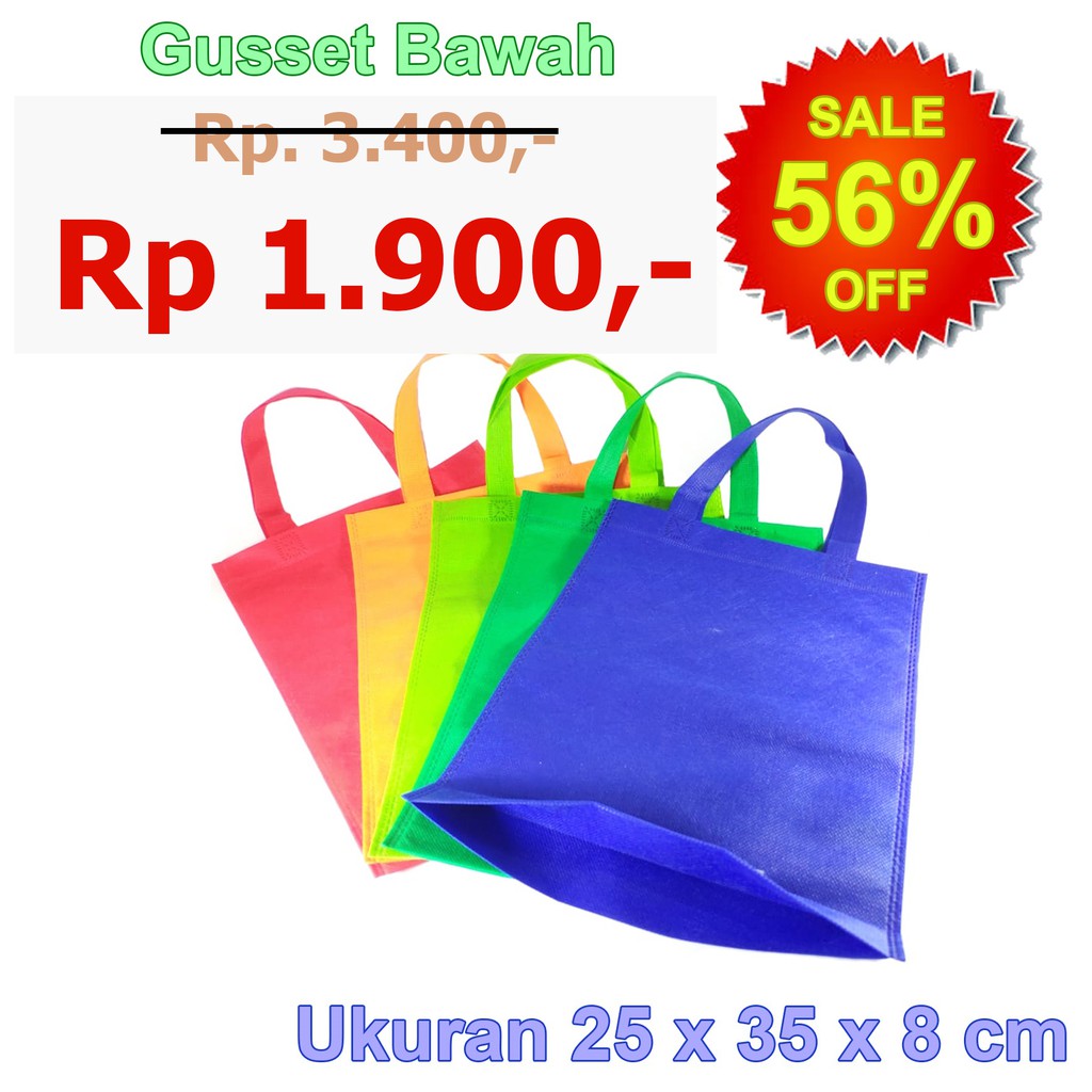 

Tas Spunbond / Pouch Bag / Goodie Bag Model Gusset Bawah 25x35x8cm