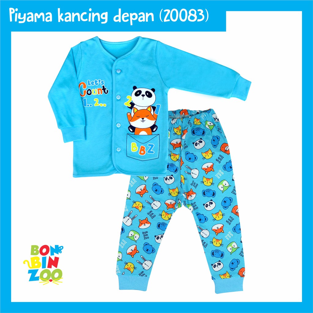 Setelan Baju Tidur Piyama Bayi Lengan Panjang Kancing Depan Bonbinzoo