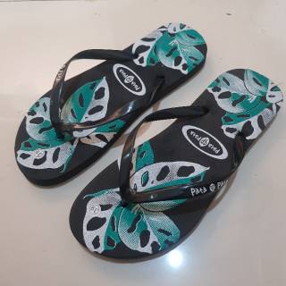 sandal jepit wanita motif tanaman  hias janda  bolong  