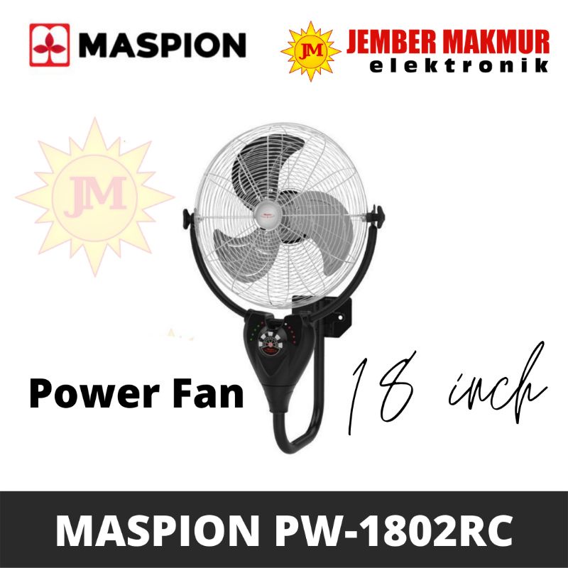 MASPION WALL FAN MASPION PW 1802 RC REMOTE KIPAS ANGIN DINDING INDUSTRI REMOT MASPION PW 1802 RC 18inch