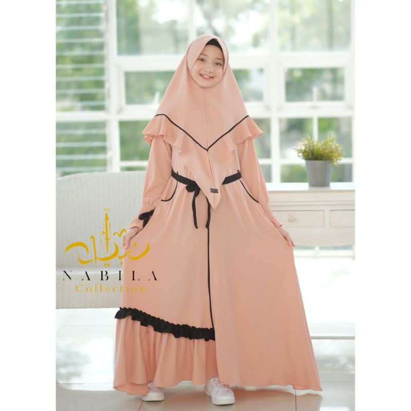 Gamis anak khadijah kids syar'i 3 in 1 set khimar dan cadar