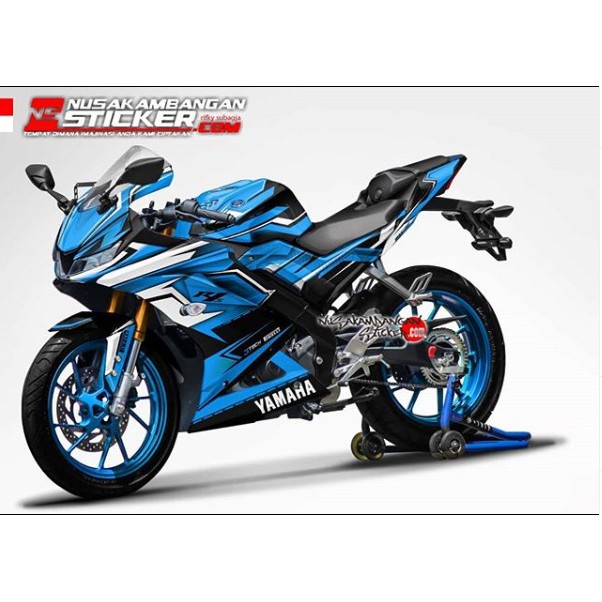 Decal Stiker R15 V3 Biru Muda Grafis Putih