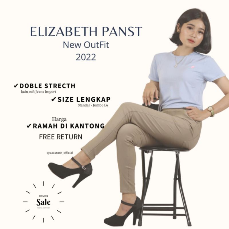 Celana Panjang Wanita Melar Ukuran Standar dan Jumbo Elizabeth Pants