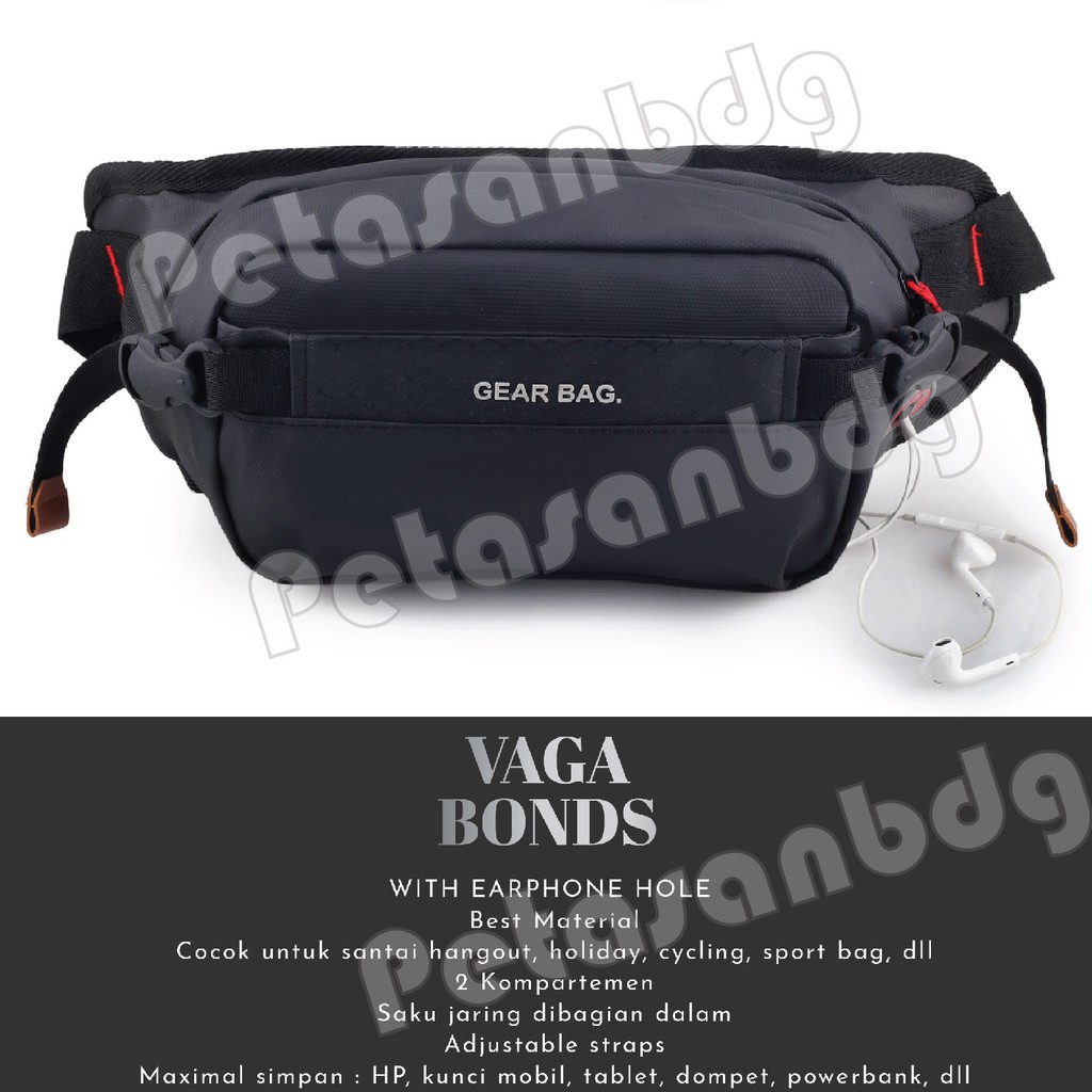 PTS - Gear Bag VAGABONDS Port 13112 Waistbag WITH EARPHONE HOLE Tas Slempang Korea Tas Distro Crossbody