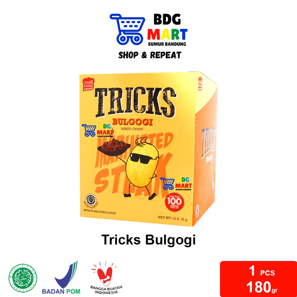 

BOX Tricks Bulgogi Korea Baked Crisps Keripik Panggang Kentang Halal - 10pcs x 18gr