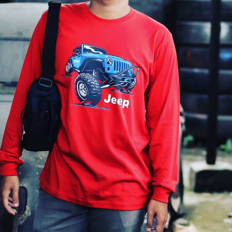 Kaos Jeep Wrangler merah panjang