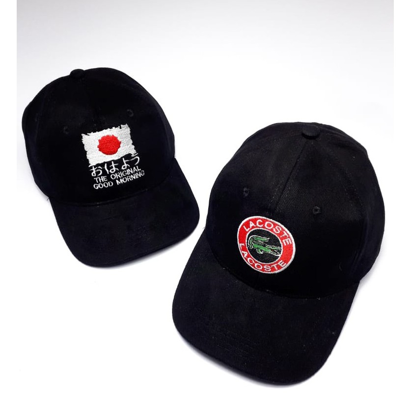 Topi Cowok Pria Distro Good Morning  Lacostee Bendera jepang skymo Gaya Korea Ori