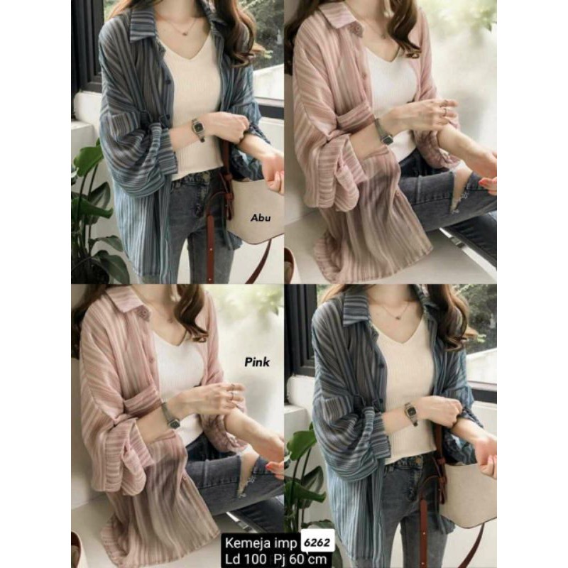 (Ready gudang)kemeja sifon import 6262(ld 100) kemeja hem wanita Sifon