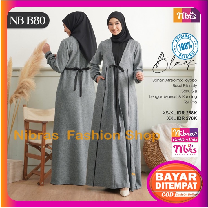Gamis Nibras Promo Gamis Nibras Terbaru 2022 Hitam Baju Dress Dres Wanita Dewasa Muslim Syari Busui 