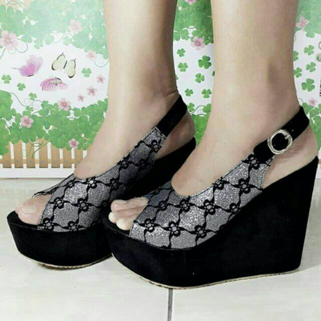 Wedges glitter silver