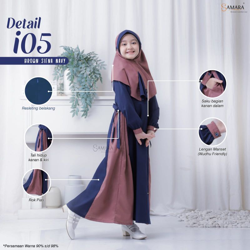 Sarimbit Gamis Couple Keluarga Lengan panjang Terbaru i05 SIENNA NAVY by SAMARA