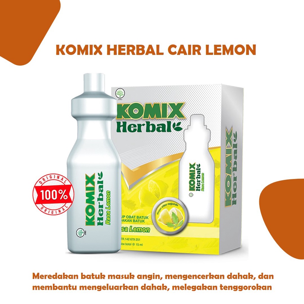 

KOMIX HERBAL CAIR LEMON Obat Batuk Masuk Angin, Pengencer Dahak, Pelega [Perkotak] - EXP MEI 2025