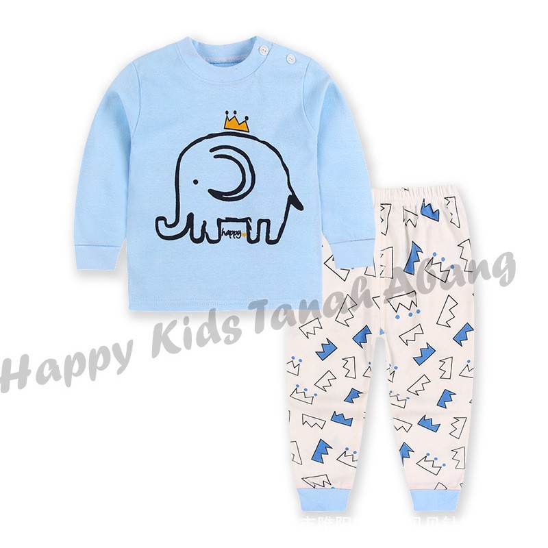 Setelan lengan panjang anak unisex / piyama lengan panjang anak lucu / baju tidur anak 2-6tahun