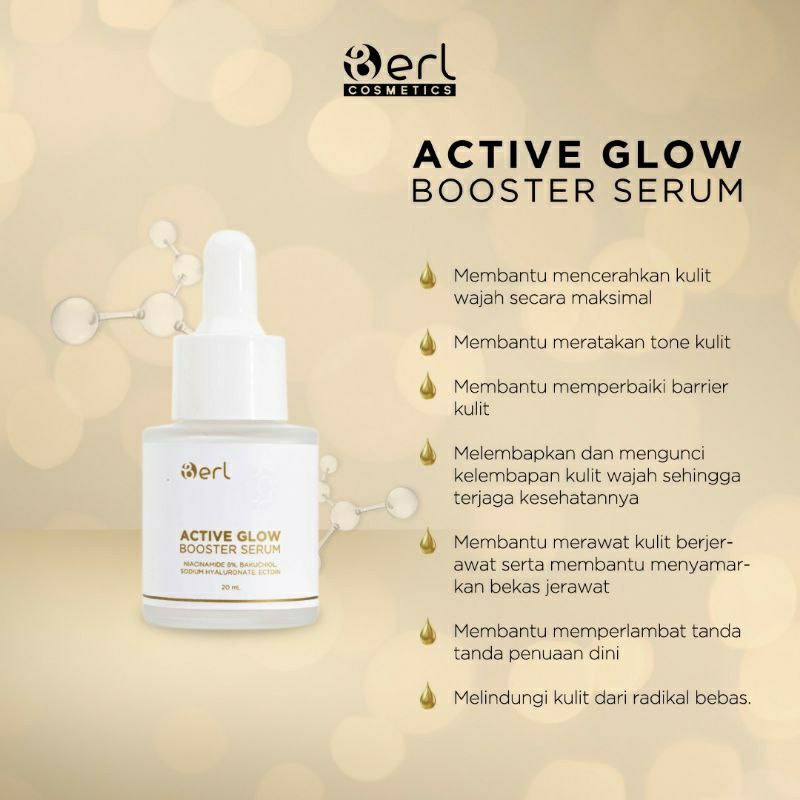 B ERL Active Glow Booster Serum | B ERL Cosmetics Pre Serum | Memperkuat Skin Barrier | Mencerahkan &amp; Melembabkan Kulit