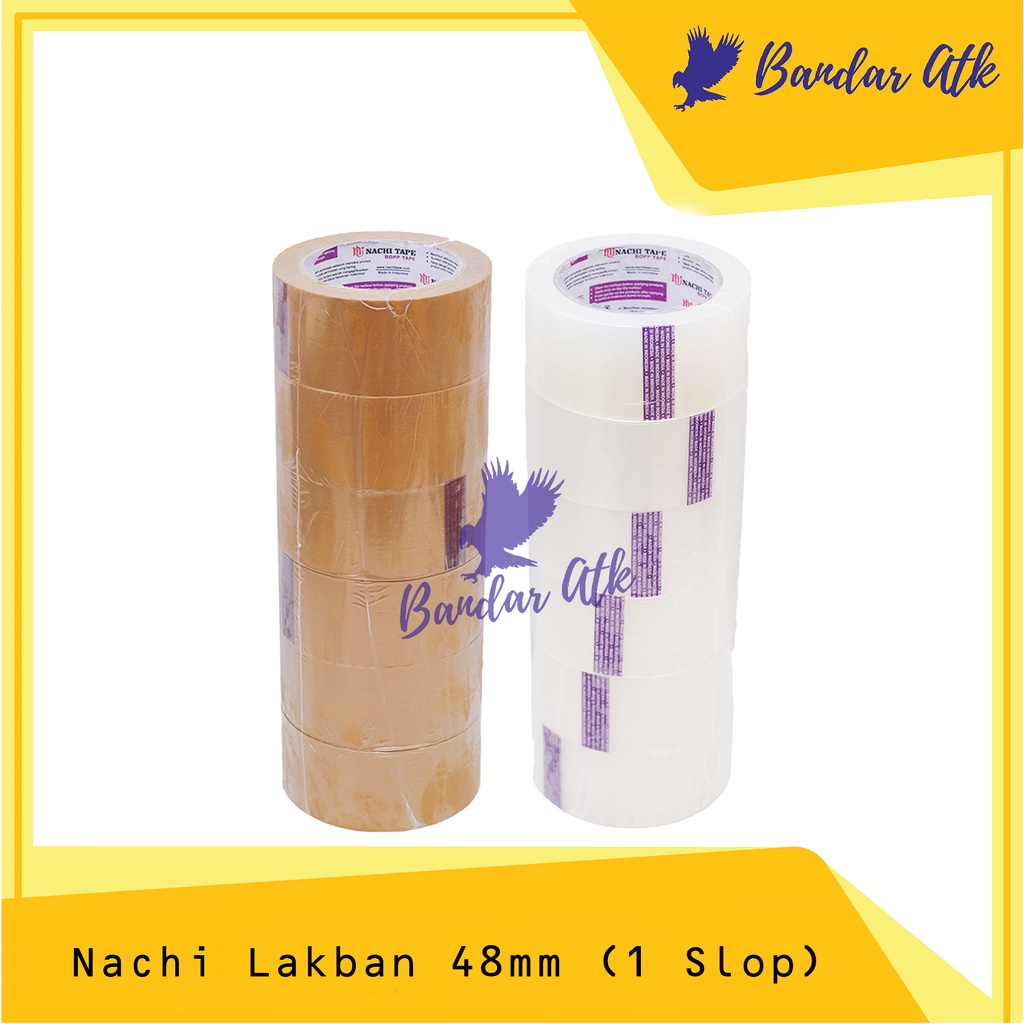 

Lakban OPP Bening Coklat NACHI 2 Inch 48mm [1 SLOP]