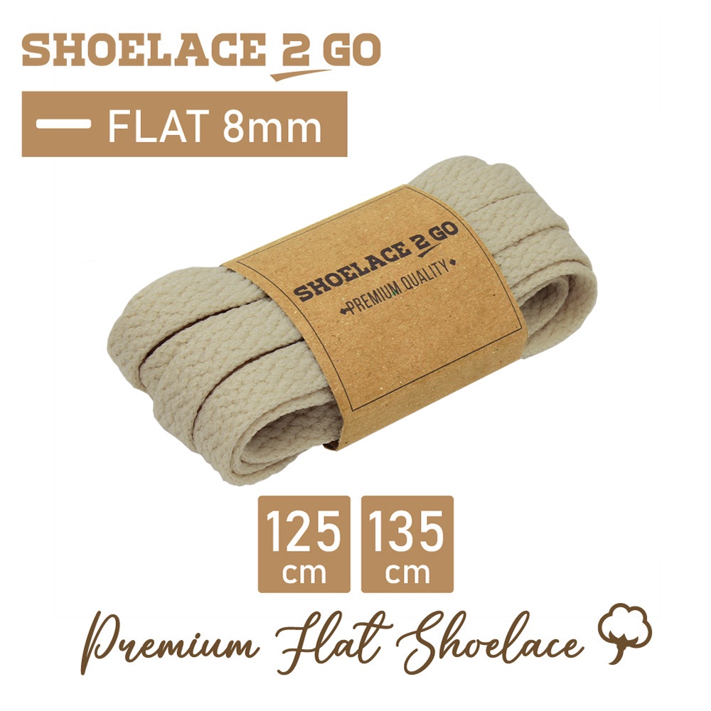 SHOELACE 2 GO PREMIUM TALI SEPATU GEPENG PIPIH FLAT D2 - BEIGE