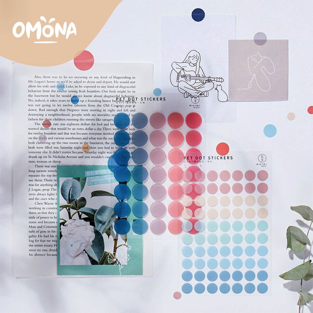 

OMONA 3 Pcs Label Dekor Bentuk Bulat Dots Sticker Colorful DIY Stationery - ST002
