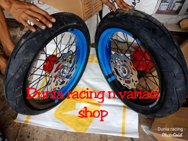 Paketan Velg Ban CRF 150 Supermoto 17 sama Ban Tubles siap pasang Tromol CRF Bearing piringan