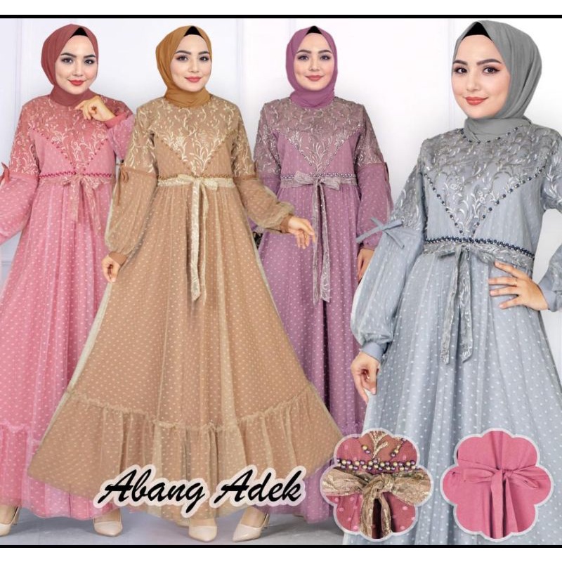 GAMIS DEWASA PITA DADA TANGAN BALON TERBARU ABANG ADEK COLLECTION GAMIS FASHION GAMIS MURAH BISA COD