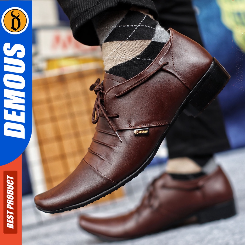 Sepatu Pantofel Pria Sepatu Formal Pria Kulit Asli Tali Sepatu Pantopel Hitam Kerja Kantor DEMOUS ROPETA