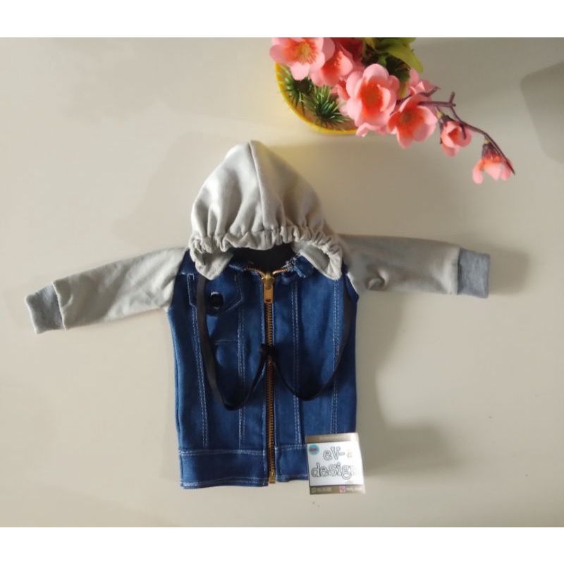 JAKET JEANS LENGKAP HOODIE UNTUK HEWAN MONYET
