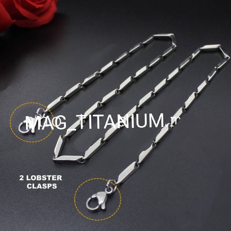 KALUNG TITANIUM RANTAI/STRAP MASKER MODEL PADI PRIA WANITA ANTI KARAT DAN TIDAK MUDAH LUNTUR STAINLEES STEEL BAJA PUTIH