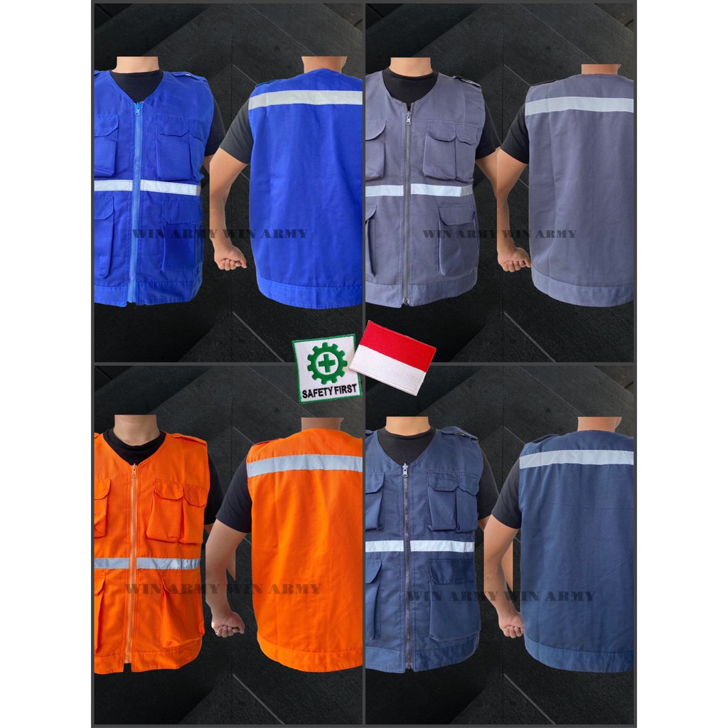 Rompi Proyek - Rompi Safety - Rompi Tambang - Rompi Kain- Rompi k3 - Rompi 5 Kantong - Rompi Kerja Lapangan Outerwear - Rompi skotlet - Industrial Safety Vest