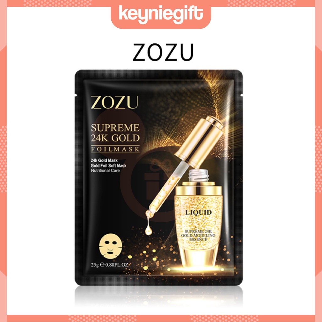 Zozu Supreme 24K Gold Foil Sheet Mask Moisten Hyaluronic Masker Emas Premium Original ZO001