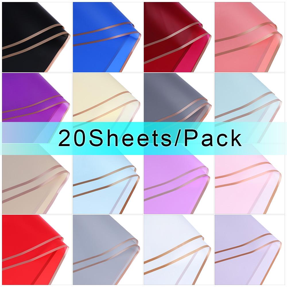 R-flower 20Sheets/Pack Wrapping Paper Foggy Golden Border Pembungkus Kado Anti Air