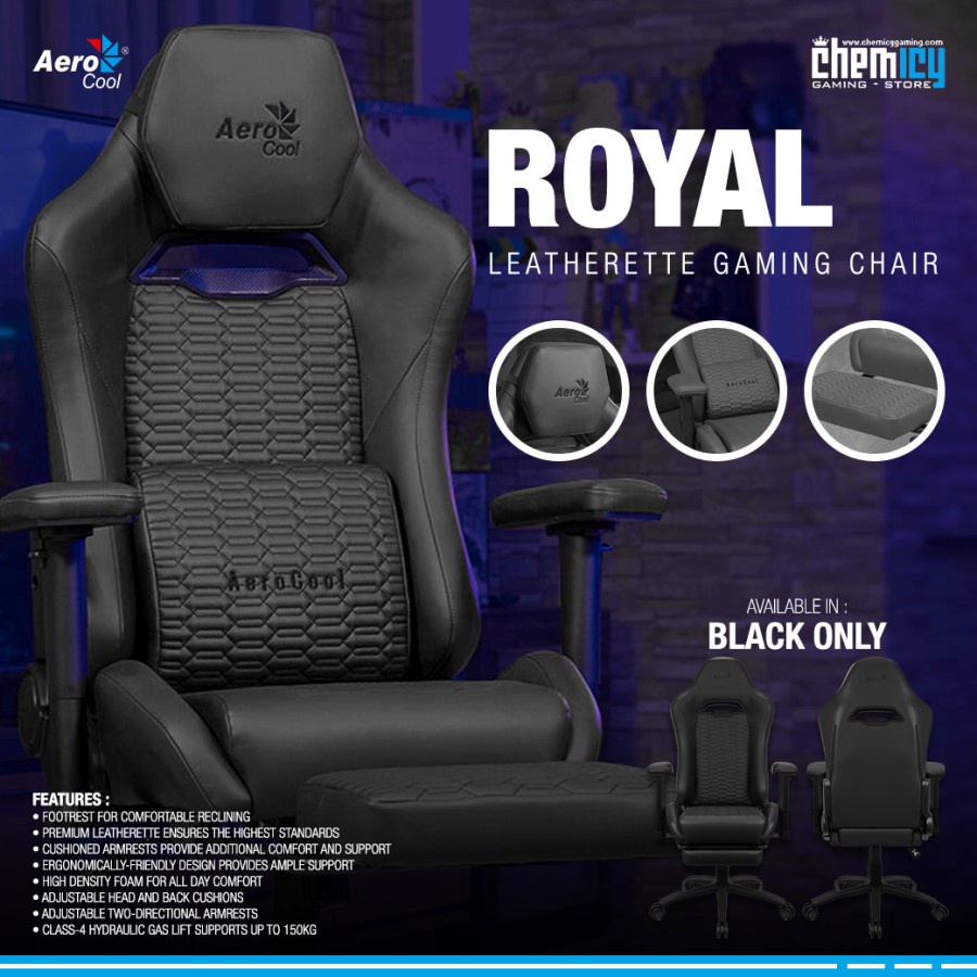 AeroCool Royal Leatherette Gaming Chair / Kursi Gaming