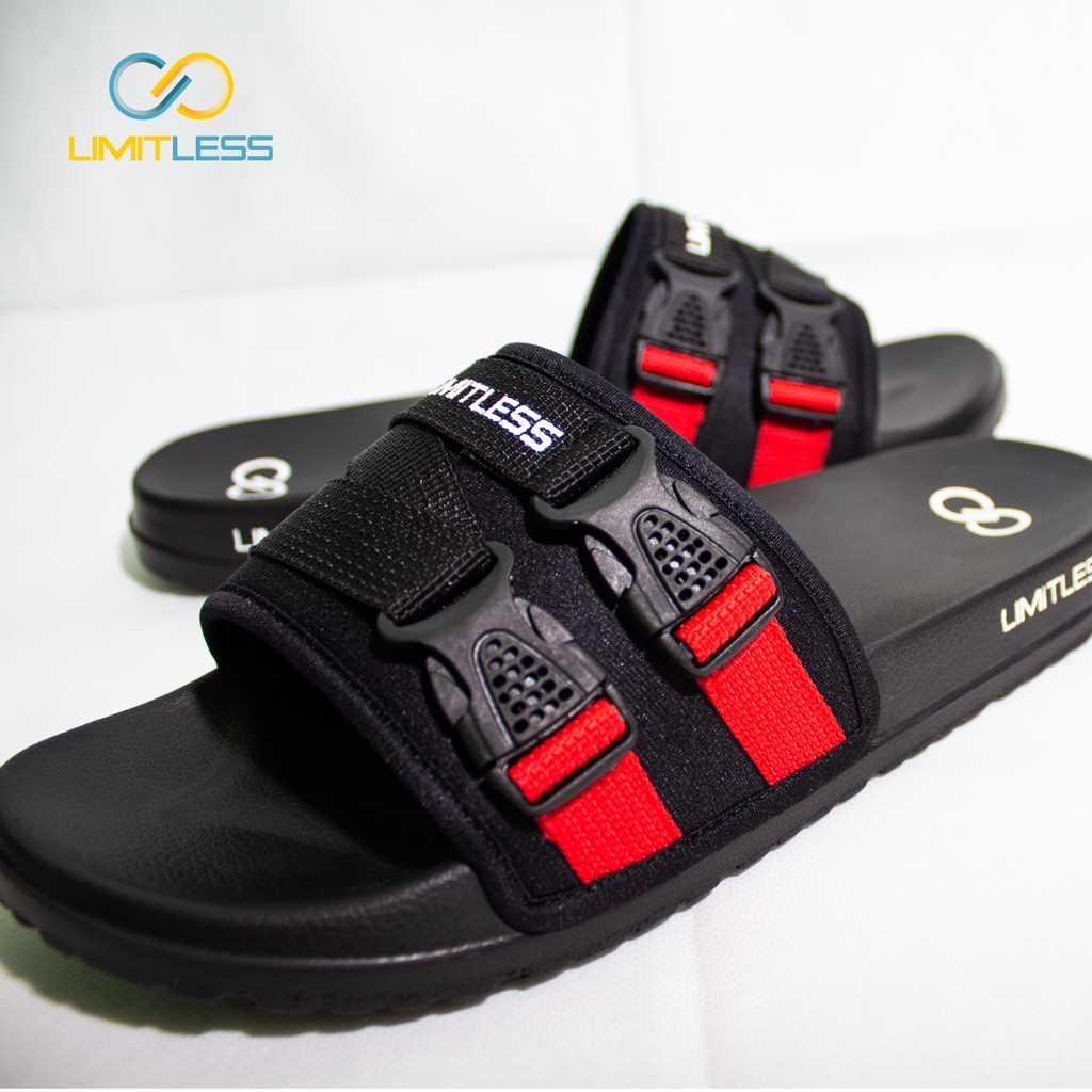 Sandal Pria Slide Limitless Sendal Pria Distro Selop Sandal Cowok Dewasa Slip On Hitam