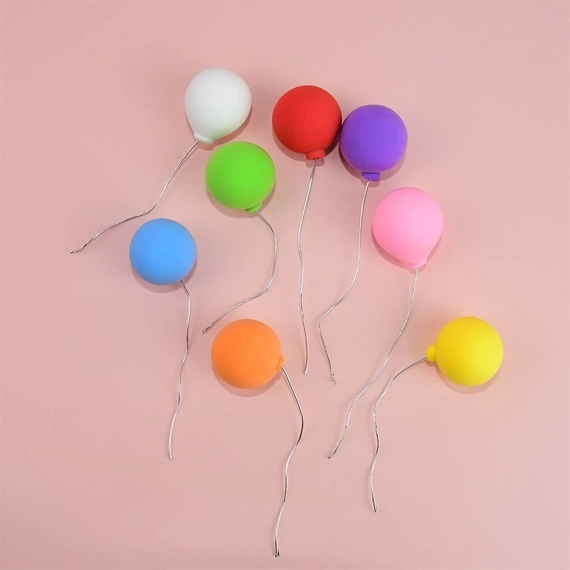 8pcs / Set Topper Kue Bentuk Balon Warna-Warni Untuk Dekorasi Pesta Ulang Tahun