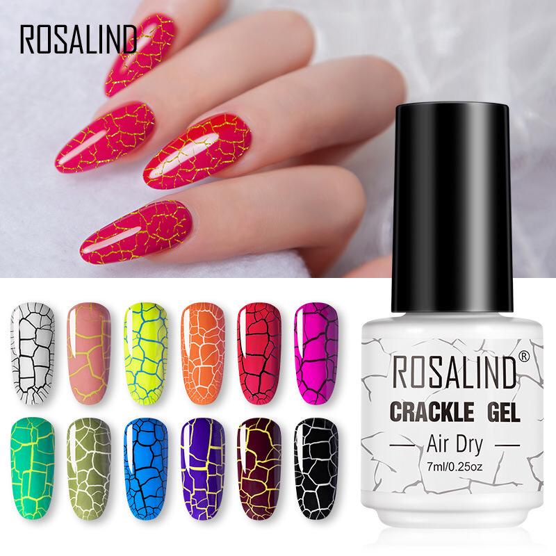 ROSALIND Crackle Series Gel Nail Polish UV LED Nail Art / Kutek / Cat Kuku Murah