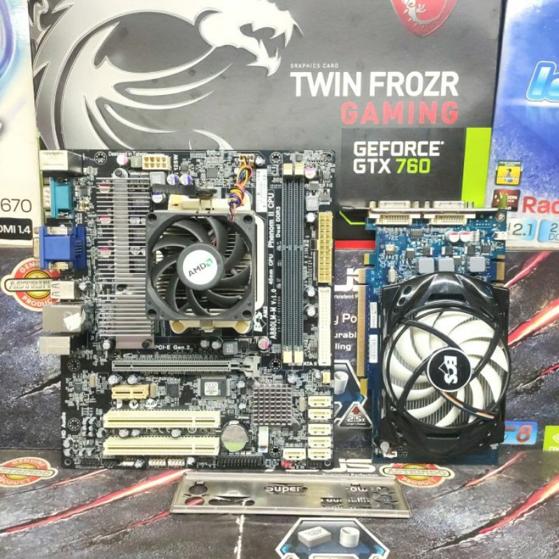 Motherboard AMD ECS AM3 Phenom X2 555 VGA Card GT 9800 1Gb 256Bit