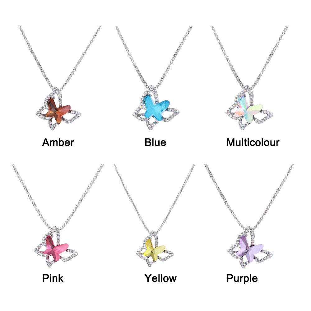 R-flower Butterfly Necklace Party Untuk Wanita Gadis Musim Panas Shiny Butterfly