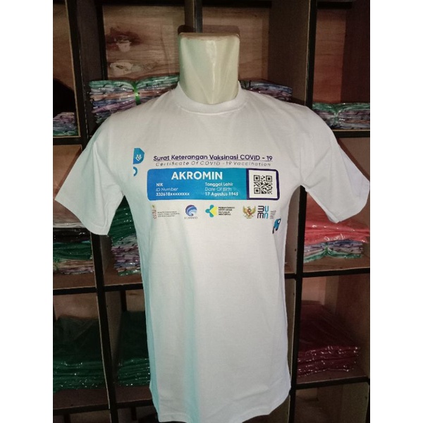 Kaos vaksin | Desain sertifikat Vaksinasi sablon DTF