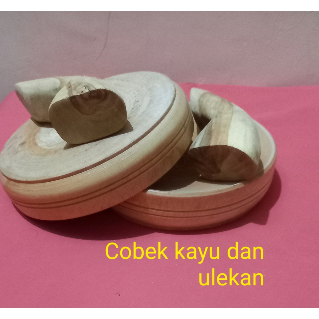 Cobek Kayu uk  18  cm dan Ulekan