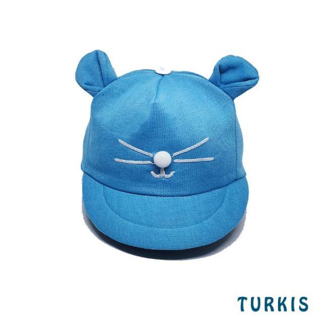 (1kg isi 25 pcs)Topi Bayi korea Karakter Kucing / COD-biru tosca